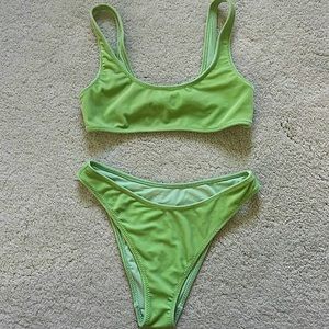 Fuzzy lime green Kendall & Kylie swim suit